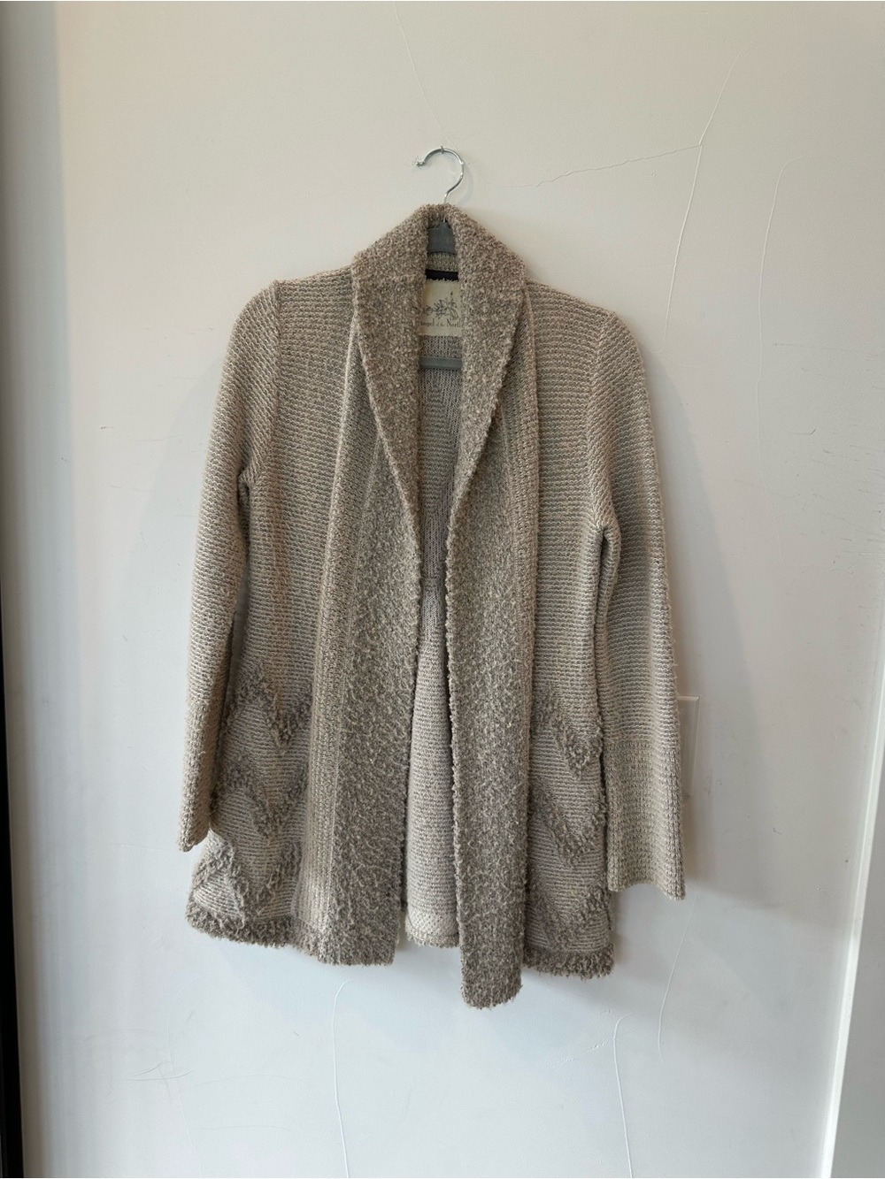 Anthropologie Beige Open-Front Collar Cardigan